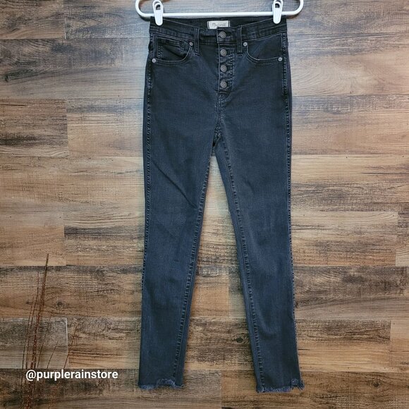 Madewell Jeans 26 Skinny 10" High Rise Button Fly Berkeley Black Wash AA590 - Picture 1 of 13